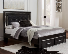 Kaydell Queen Panel Bed with Storage with Mirrored Dresser and 2 Nightstands - furniture place usa