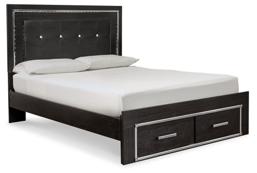 Kaydell Queen Panel Bed with Storage with Mirrored Dresser, Chest and 2 Nightstands - furniture place usa