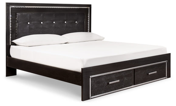 Kaydell King Panel Bed with Storage with Mirrored Dresser and Chest - furniture place usa