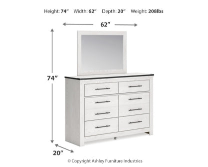 Schoenberg Queen Panel Bed with Mirrored Dresser - furniture place usa