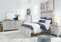 Haven Bay Full Panel Bed with Mirrored Dresser, Chest and 2 Nightstands - furniture place usa