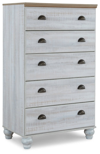 Haven Bay Queen Panel Storage Bed with Mirrored Dresser, Chest and 2 Nightstands - furniture place usa