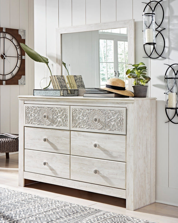Paxberry Queen Panel Bed with Mirrored Dresser and Nightstand - furniture place usa