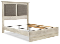 Cambeck Queen Upholstered Panel Bed with Mirrored Dresser, Chest and Nightstand - furniture place usa
