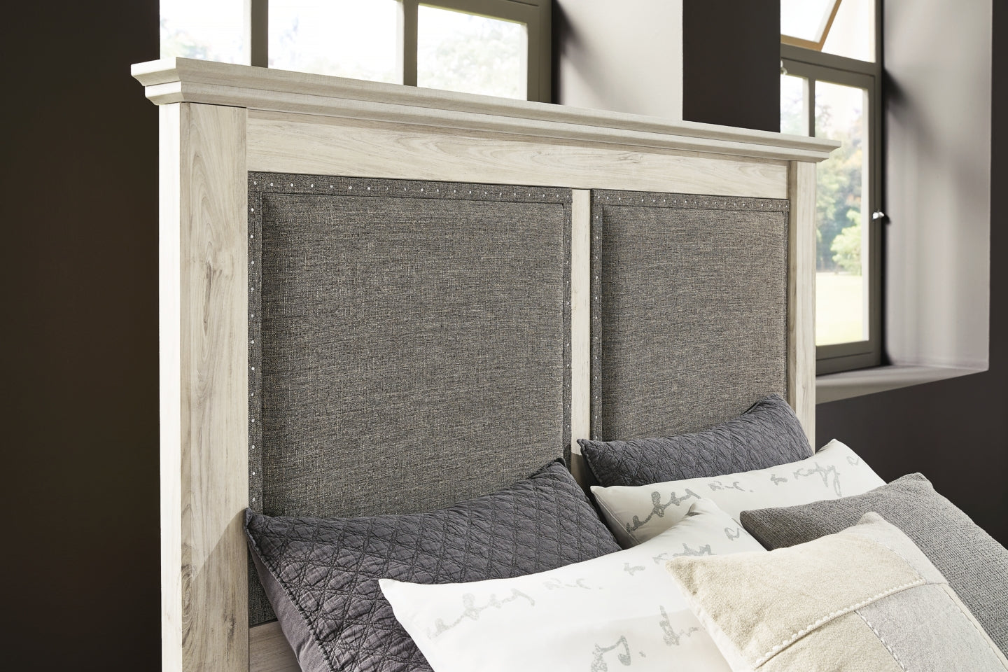 Cambeck King/California King Upholstered Panel Headboard with Dresser - furniture place usa