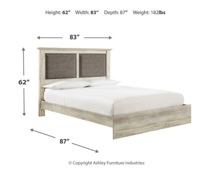 Cambeck King Upholstered Panel Bed with Mirrored Dresser - furniture place usa