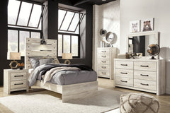Cambeck Twin Panel Bed with Mirrored Dresser, Chest and Nightstand - furniture place usa