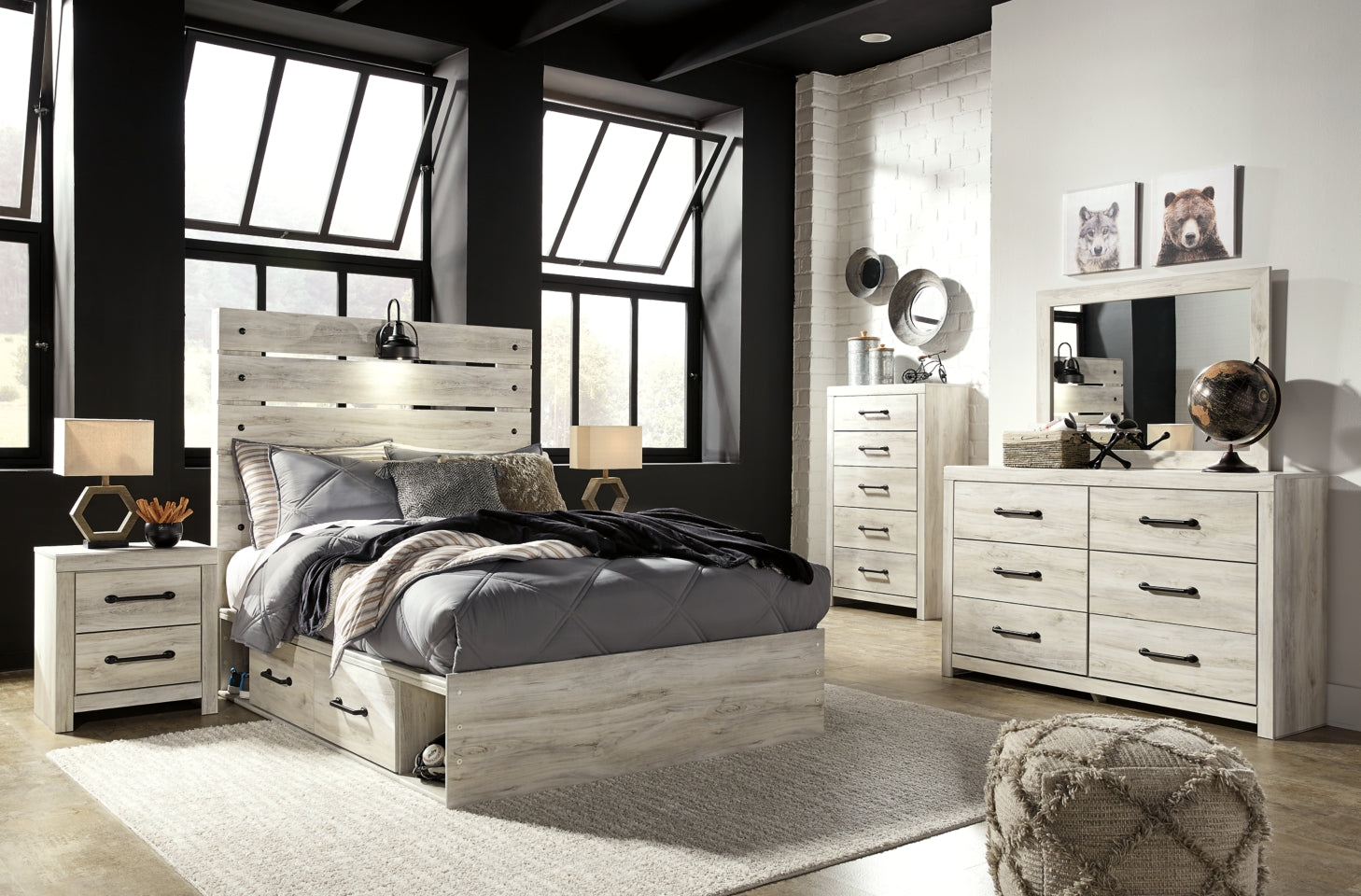 Cambeck Queen Panel Bed with 2 Storage Drawers - furniture place usa