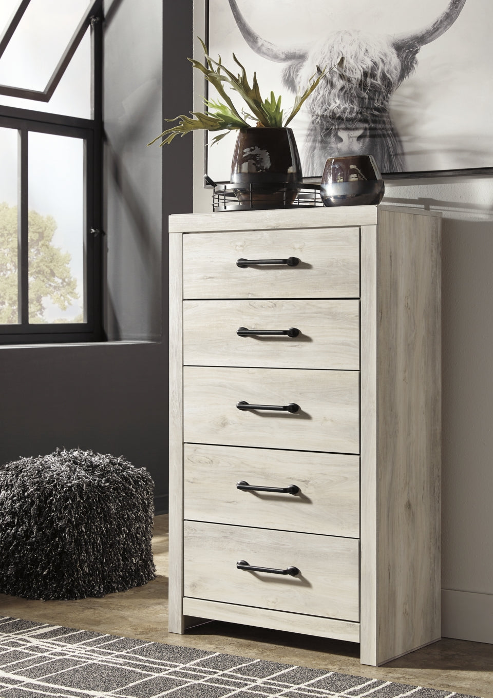Cambeck Queen Upholstered Panel Headboard with Mirrored Dresser, Chest and Nightstand - furniture place usa