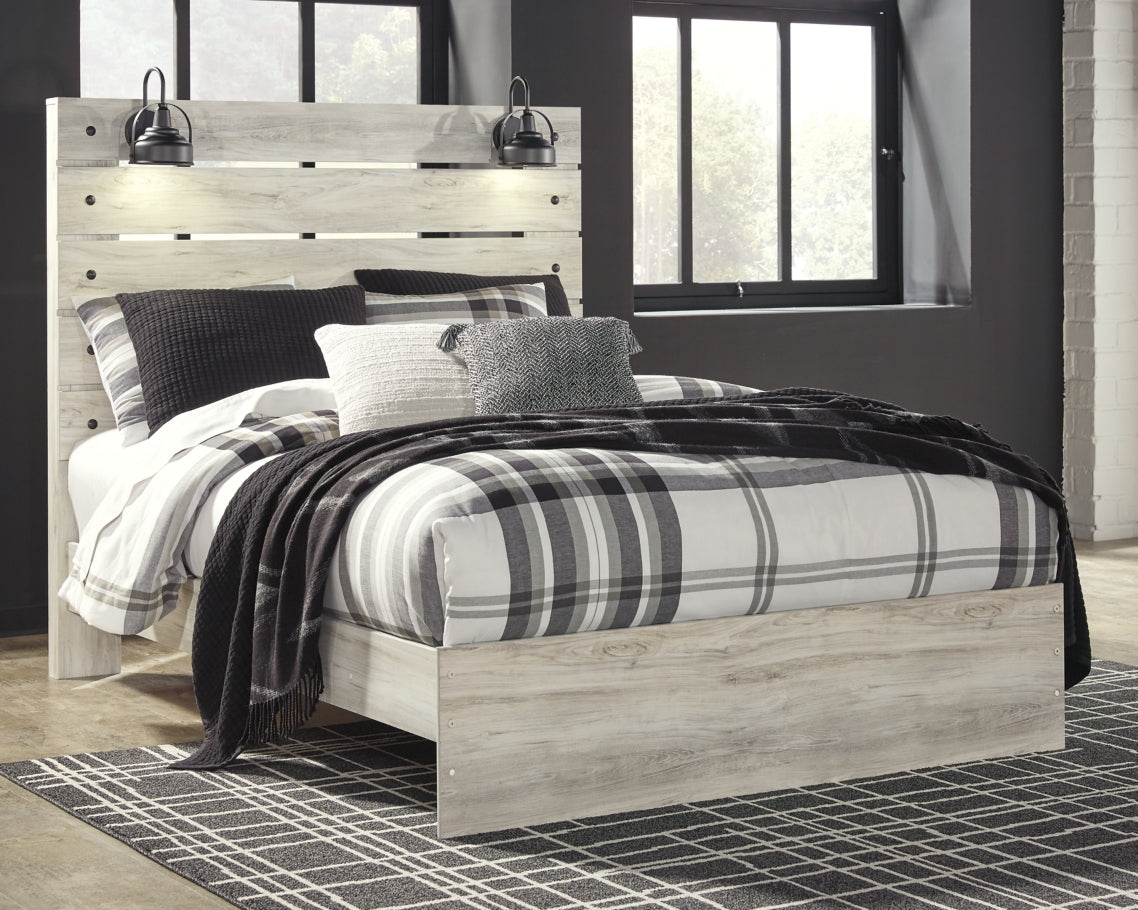 Cambeck King Panel Bed with Mirrored Dresser and Chest - furniture place usa
