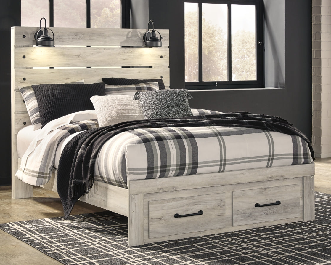 Cambeck King Panel Bed with 2 Storage Drawers with Mirrored Dresser and Chest - PKG003046 - furniture place usa