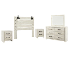 Cambeck Twin Panel Headboard Bed with Mirrored Dresser and 2 Nightstands - furniture place usa