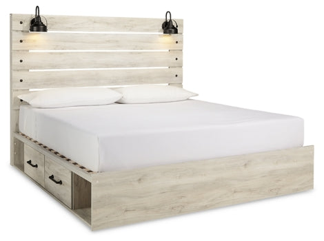 Cambeck Twin Panel Bed with 2 Storage Drawers with Mirrored Dresser - furniture place usa