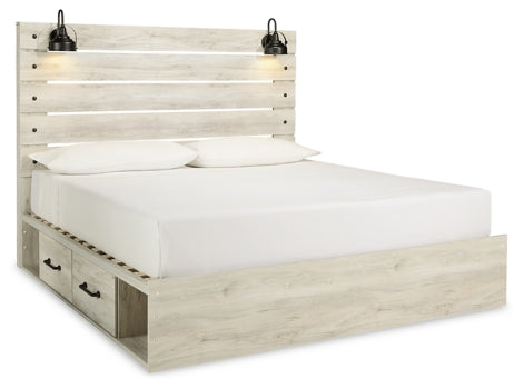 Cambeck Full Panel Bed with 4 Storage Drawers with Mirrored Dresser, Chest and 2 Nightstands - furniture place usa