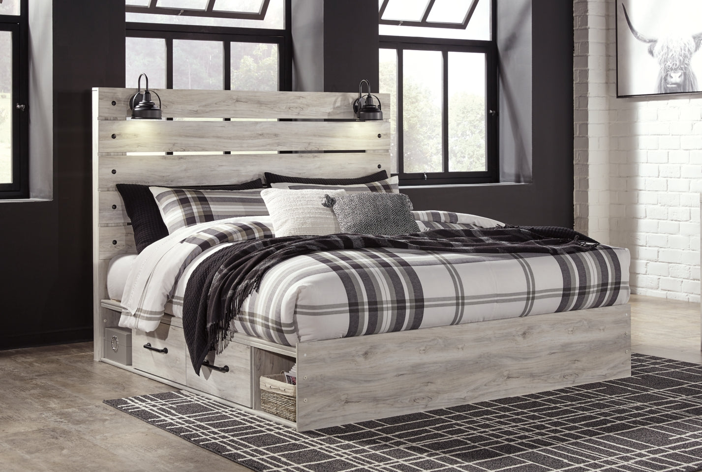 Cambeck King Panel Bed with 4 Storage Drawers with Dresser - furniture place usa