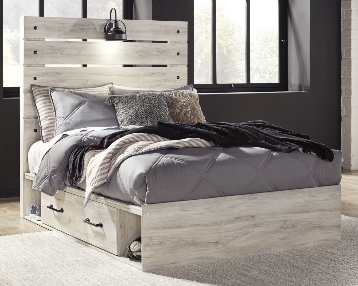 Cambeck Twin Panel Bed with 2 Storage Drawers with Mirrored Dresser - furniture place usa