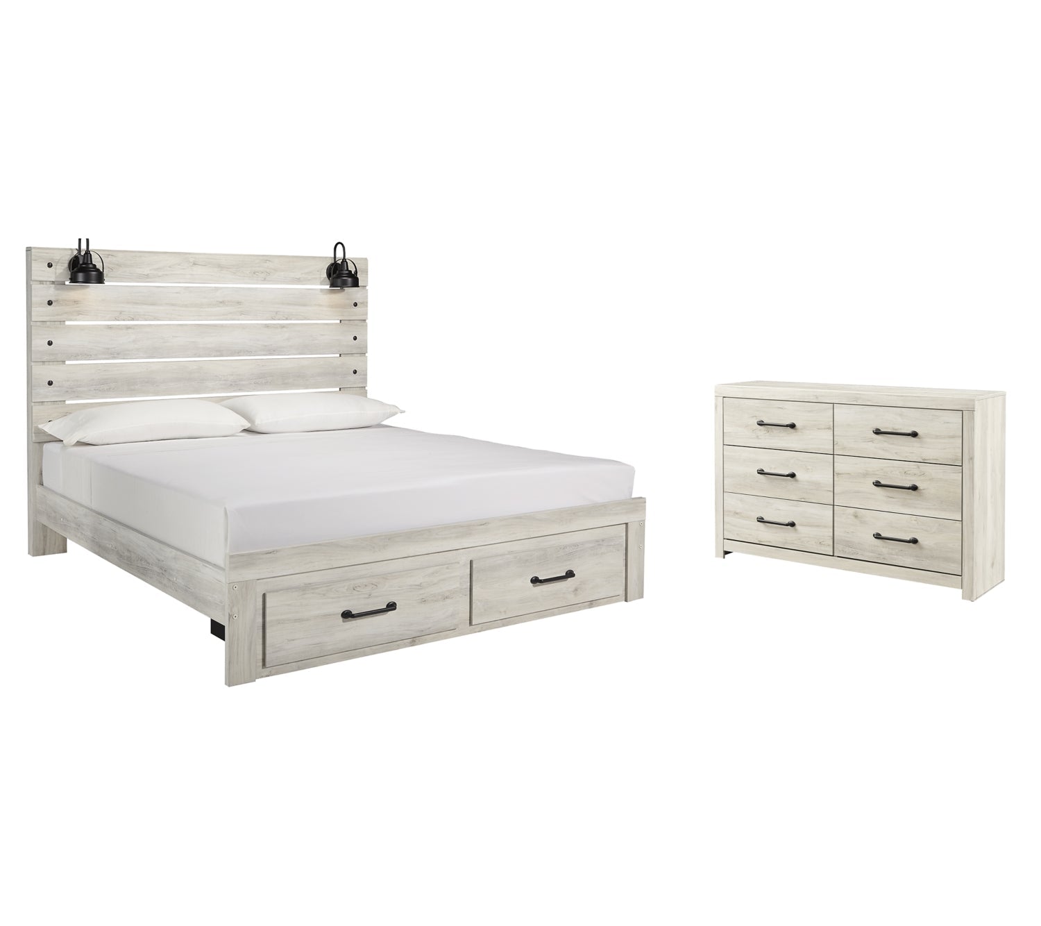 Cambeck King Panel Bed with 2 Storage Drawers with Dresser - PKG003043 - furniture place usa