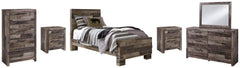 Derekson Twin Panel Bed with Mirrored Dresser, Chest and 2 Nightstands - furniture place usa