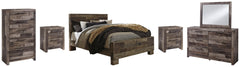 Derekson Queen Panel Bed with Mirrored Dresser, Chest and 2 Nightstands - furniture place usa