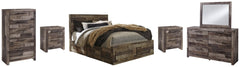 Derekson Queen Panel Bed with 4 Storage Drawers with Mirrored Dresser, Chest and 2 Nightstands - furniture place usa