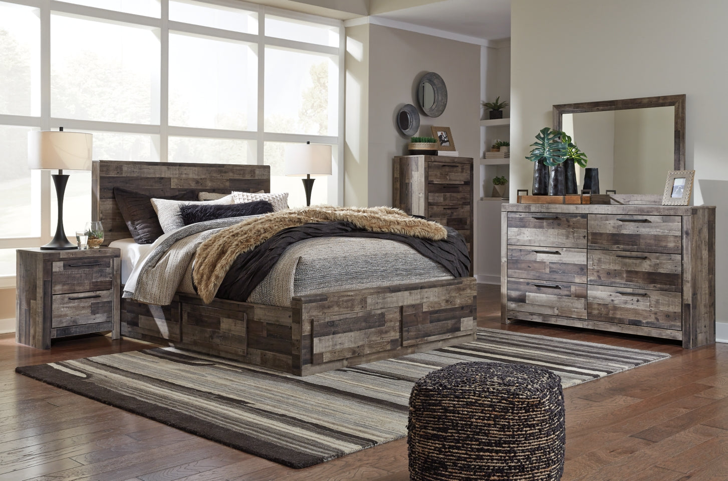 Derekson Queen Panel Bed with 4 Storage Drawers - furniture place usa