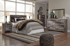 Derekson Queen/Full Panel Headboard Bed with Mirrored Dresser, Chest and Nightstand - furniture place usa