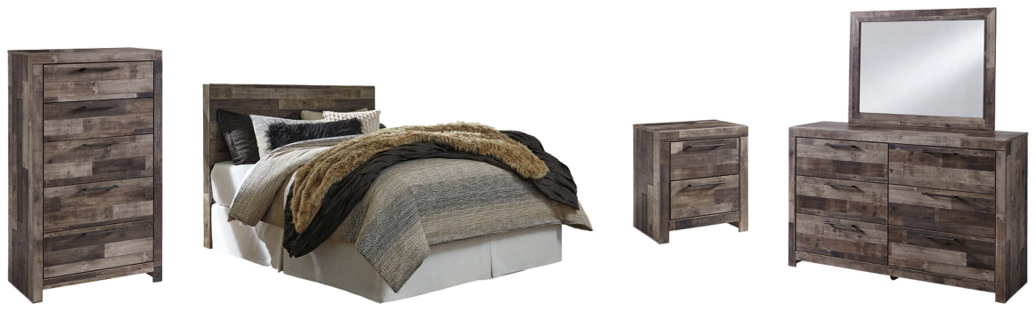 Derekson Queen/Full Panel Headboard Bed with Mirrored Dresser, Chest and Nightstand - furniture place usa