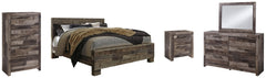 Derekson King Panel Bed with Mirrored Dresser, Chest and Nightstand - furniture place usa