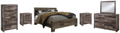Derekson King Panel Bed with Mirrored Dresser, Chest and 2 Nightstands - furniture place usa