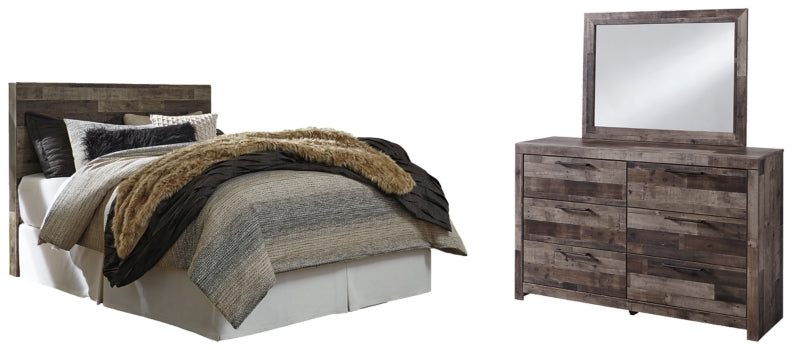 Derekson Queen/Full Panel Headboard Bed with Mirrored Dresser - furniture place usa