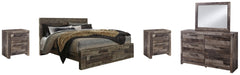 Derekson King Panel Bed with 2 Storage Drawers with Mirrored Dresser and 2 Nightstands - furniture place usa