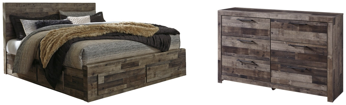 Derekson King Panel Bed with 4 Storage Drawers with Dresser - furniture place usa