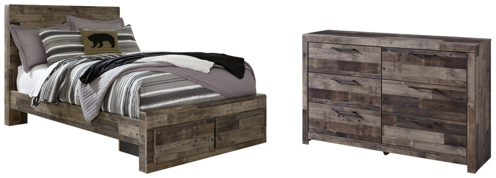 Derekson Full Panel Bed with 2 Storage Drawers with Dresser - furniture place usa