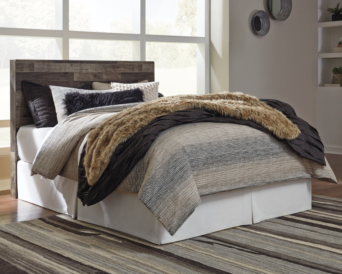 Derekson Queen/Full Panel Headboard Bed with Mirrored Dresser, Chest and Nightstand - furniture place usa