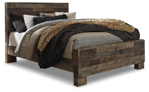 Derekson Queen Panel Bed with Mirrored Dresser and 2 Nightstands - furniture place usa