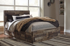 Derekson Queen Panel Bed with 6 Storage Drawers with Mirrored Dresser and Chest - furniture place usa