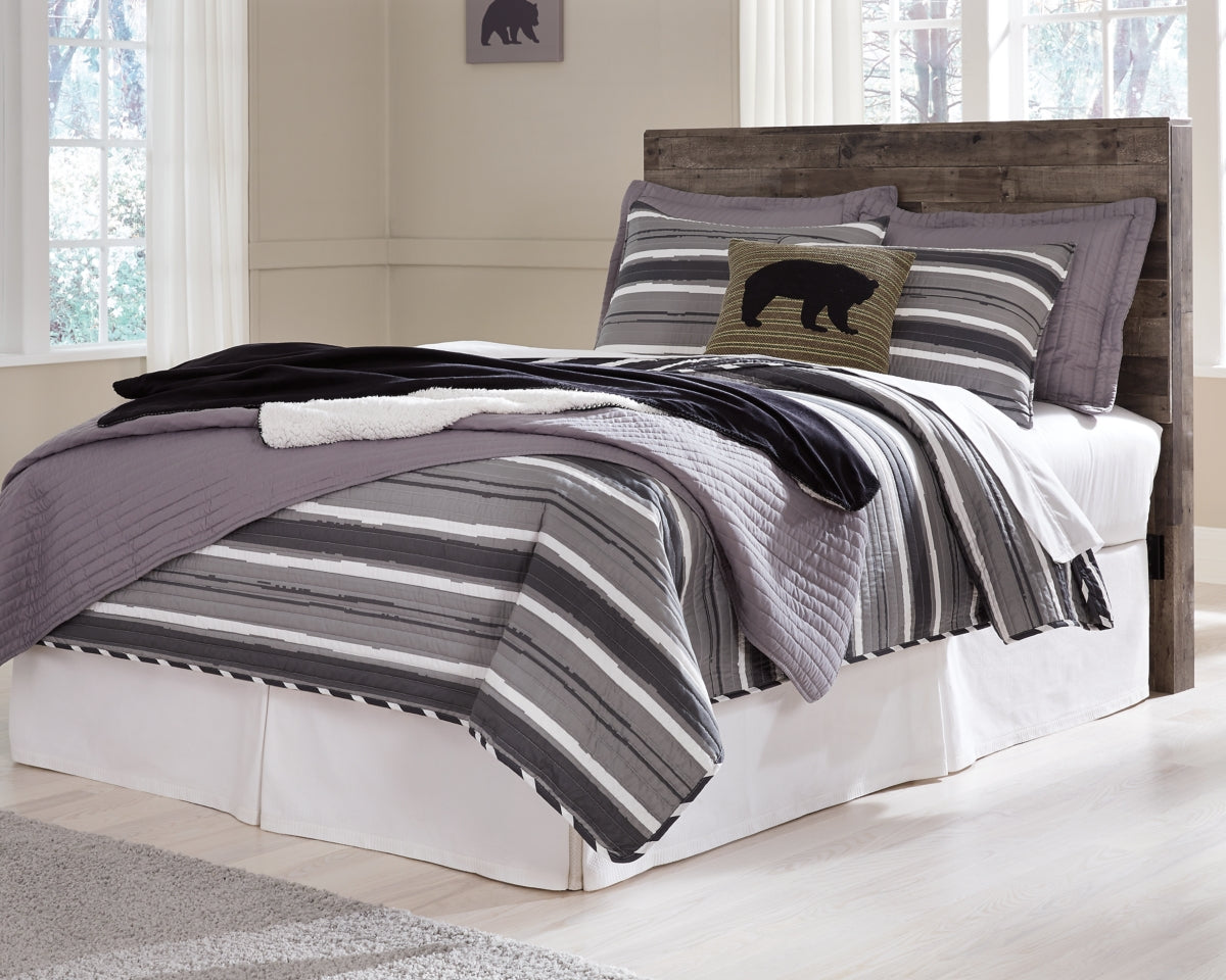 Derekson Full Panel Headboard Bed with Mirrored Dresser and 2 Nightstands - furniture place usa