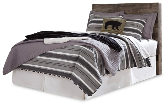 Derekson Full Panel Headboard Bed with Mirrored Dresser and 2 Nightstands - furniture place usa