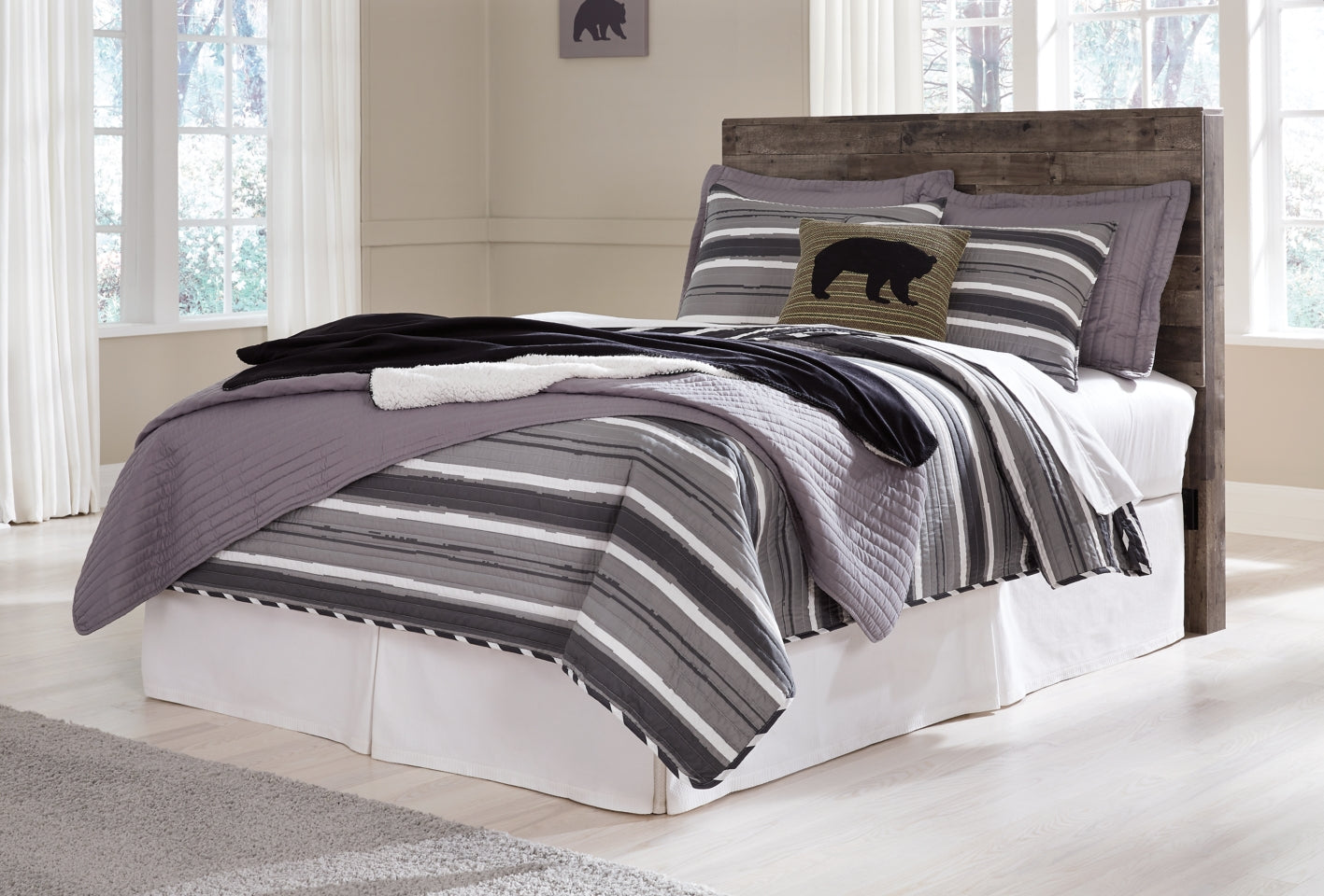 Derekson Full Panel Headboard Bed with Dresser - furniture place usa