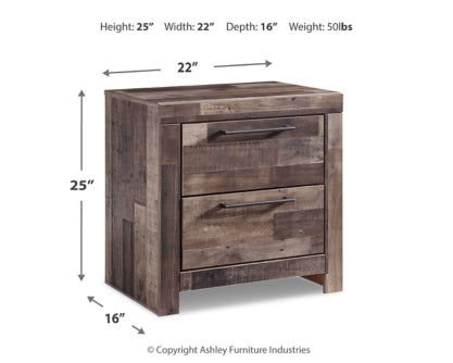 Derekson Queen Panel Bed with 2 Storage Drawers with Mirrored Dresser and Nightstand - furniture place usa