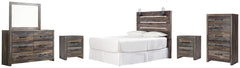 Drystan Queen Panel Headboard Bed with Mirrored Dresser, Chest and 2 Nightstands - furniture place usa