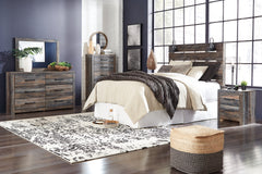 Drystan Queen Panel Headboard Bed with Mirrored Dresser, Chest and Nightstand - furniture place usa