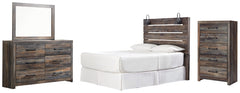 Drystan Queen Panel Headboard Bed with Mirrored Dresser and Chest - furniture place usa