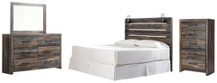 Drystan King Panel Headboard Bed with Mirrored Dresser and Chest - furniture place usa