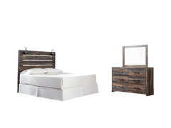 Drystan King Panel Headboard Bed with Mirrored Dresser - furniture place usa