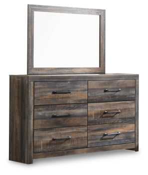 Drystan King Bookcase Bed with 4 Storage Drawers with Mirrored Dresser - furniture place usa