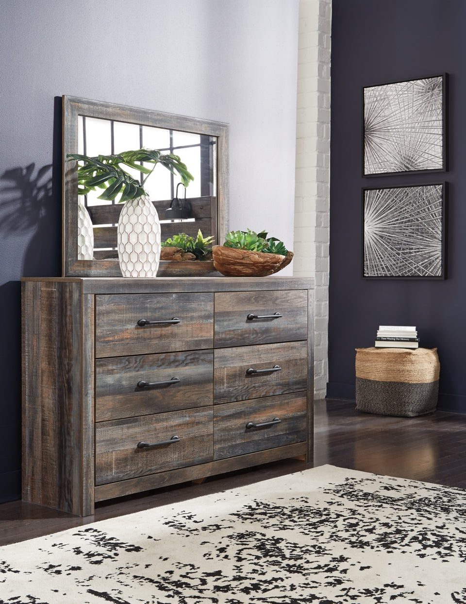 Drystan Twin Panel Bed with Mirrored Dresser - furniture place usa