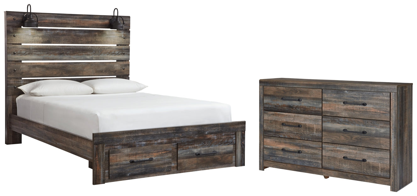 Drystan Queen Panel Bed with 2 Storage Drawers with Dresser - PKG003252 - furniture place usa