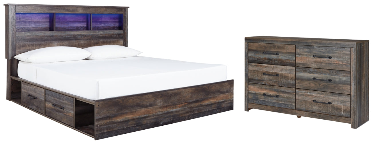 Drystan King Bookcase Bed with 2 Storage Drawers with Dresser - PKG003375 - furniture place usa