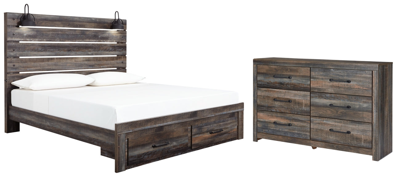 Drystan Queen Panel Bed with 2 Storage Drawers with Dresser - PKG003252 - furniture place usa